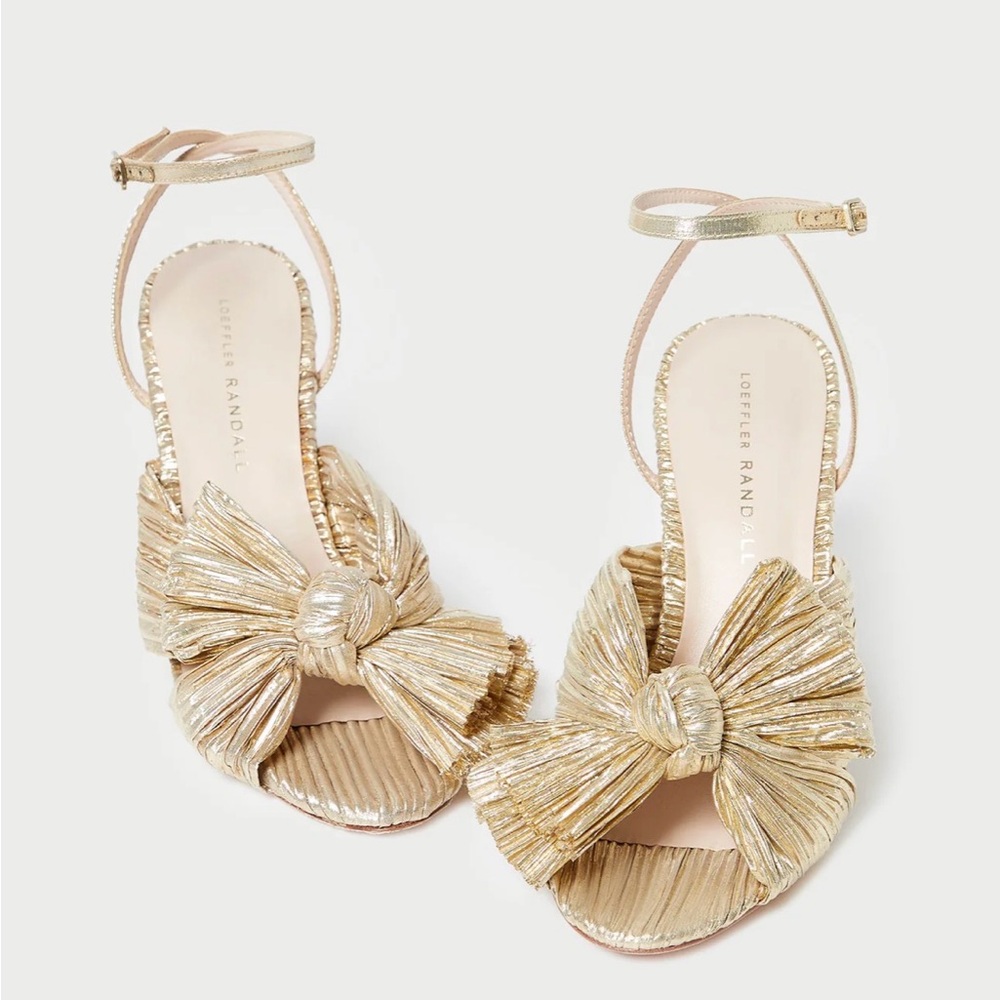Loeffler Randall Camellia Gold Pleated Bow Heel - Picture 4 of 12